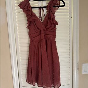 Dee Elly Ruffled Burgundy Dress